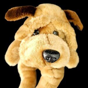Hush Puppy 1986 Char Pei Raffoler 10" Stuffed Dog Plush Toy Pellet Bottom Beige
